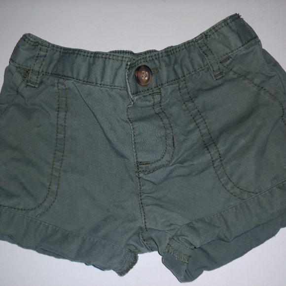 Carter's Bottoms Carters Baby Girl Olive Green Khaki Shorts Cuffed